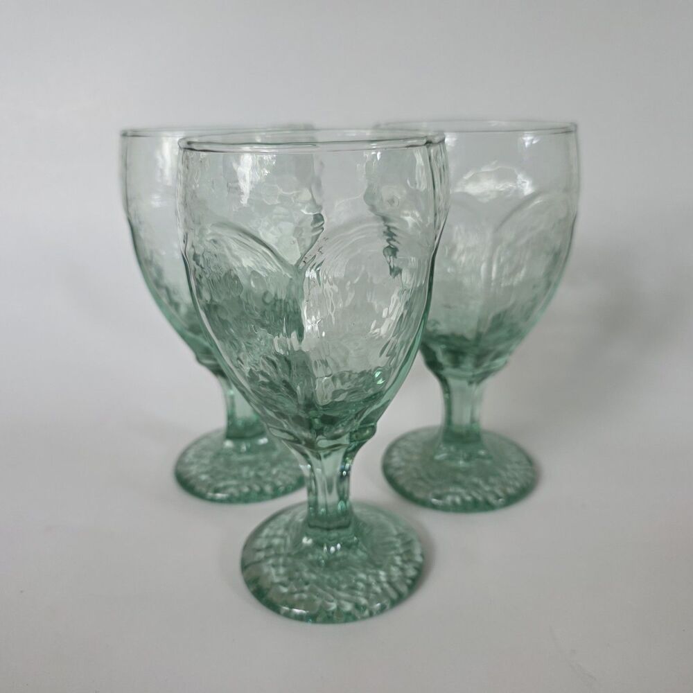 Libbey  Light Green Glass  Goblet Set Of 3